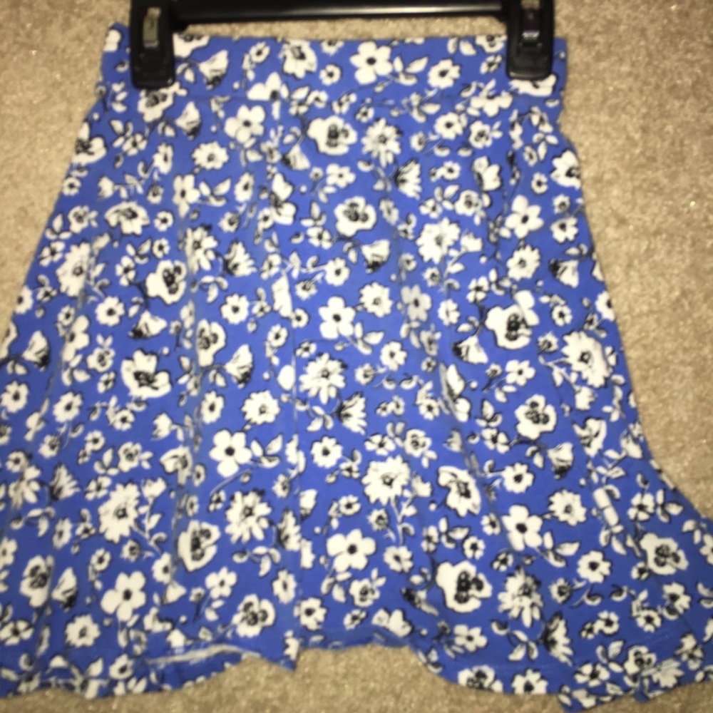 SO carolina blue floral skater skirt